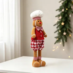 Poupée de chef bonhomme de pain d'épices de Noël en peluche avec jambes télescopiques