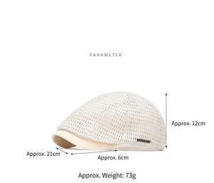 Detail view of summer mesh beret showing technical parameters and product dimensions.
