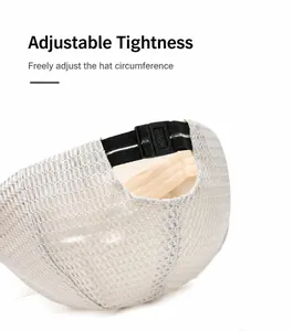 Close-up showing the adjustable elastic back strap of a breathable mesh summer beret cap