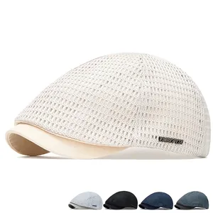 Breathable Mesh Beret Hat Polyester Hollow Forward Cap Summer Outdoor Sun Protection Adjustable For Men Women Casual