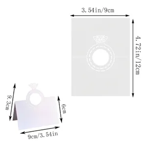White laser cut diamond ring wedding place cards table name cards for guests 50pcs