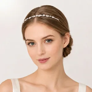 Elegant Rhinestone Wavy Headband Slim Alloy Crystal Hairband For Wedding Banquet Women Hair Accessories