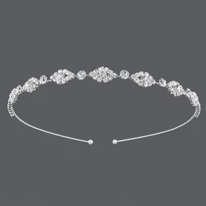 Elegant silver thin headband with shimmering marquise crystals for bridal or daily wear