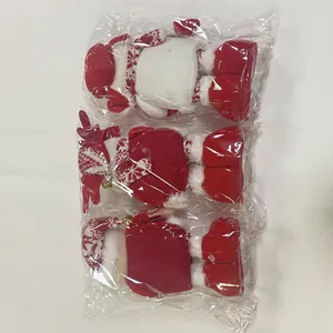 Packaged set of telescopic Christmas plush dolls including Santa, Reindeer, and Snowman