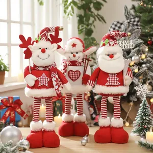 Set of three Christmas plush dolls featuring Santa, reindeer, and snowman for holiday decor