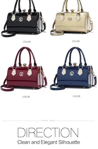 Shiny patent leather handbags for women in black gold wine red and blue colors