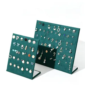 Dark green velvet jewelry display stand boards for organizing earrings and necklaces