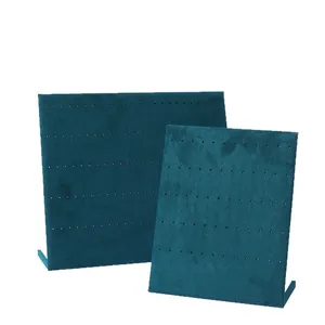 Professional teal velvet jewelry display stand set for earrings and necklaces on white