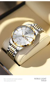 Detaillierte Makroaufnahme einer luxuriösen Herrenautomatik-Uhr mit Bicolor-Band