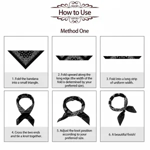 Step-by-step tutorial for tying a paisley bandana as a stylish head scarf