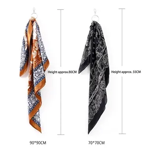 Vintage paisley print square silk scarves for hair or neck available in two sizes and colors