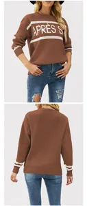 Vista frontale e posteriore di un maglione da donna marrone con jacquard après ski