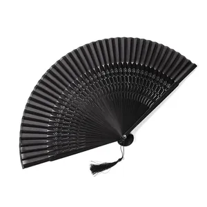 Abanico Plegable de Bambú Lacado de Estilo Chino Con Diseño Calado Y Borla para Mujer Actuación de Danza Clásica Decoración del Hogar