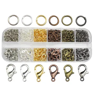 Alloy Metal DIY Jewelry Finding Set Lobster Clasps And Open Jump Rings Assorted Colors With Box For Jewelry Making Necklace Bracelet Connector