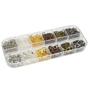 DIY jewelry making set with 6 colors of lobster clasps and jump rings in a plastic box