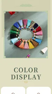 Close-up of 2cm mini colorful tassels with gold rings arranged in a circle for DIY crafts.