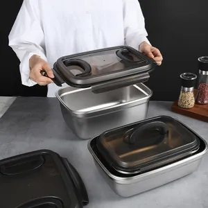 Premium set van 304 roestvrijstalen lunchboxen met luchtdichte doorschijnende deksels voor eten