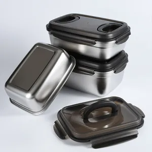 304 roestvrijstalen bento lunchbox set met vacuüm verzegelde deksels voor eten
