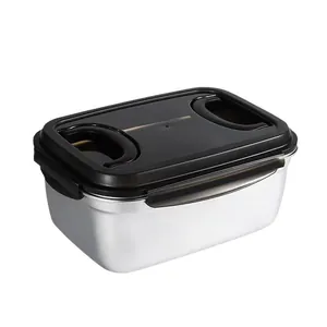 Hoogwaardige 304 roestvrijstalen lunchbox met luchtdicht afsluitdeksel en handige draaggrepen