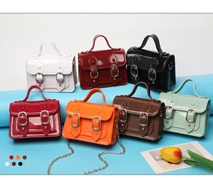 Collection of colorful mini jelly Cambridge bags with gold buckles and chain straps for women