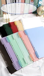 Colorful A4 loose-leaf binder covers with translucent plastic rings and DIY accessories.