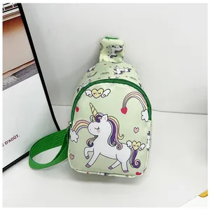 Sac à bandoulière enfant vert clair avec motif licorne et arc-en-ciel mignons