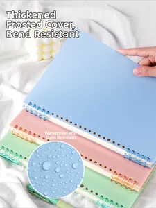 Detailed view of waterproof matte A4 loose-leaf binder covers in pastel colors.
