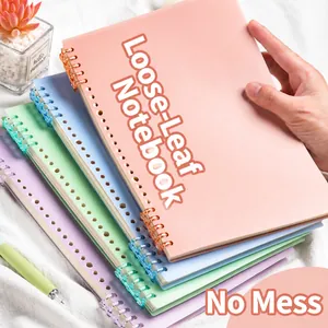 Professional stack of colorful A4 loose-leaf notebook covers with transparent ring binders