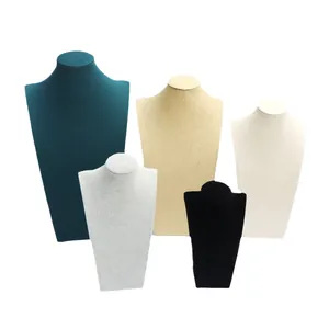 Set of five necklace display busts in various colors and sizes for jewelry storage