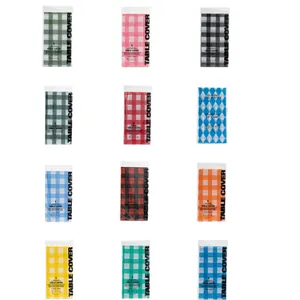 Disposable checkered plastic tablecloths in various vibrant colors for parties 137x274cm
