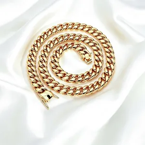 Collier Chaîne Maille Cubaine Acier Inoxydable Poli Hip Hop Bijoux Streetwear Unisexe