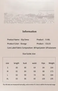 Detailed size chart and product info for vintage striped knitted camisole holiday dress