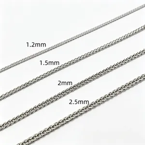 Comparaison de près de chaînes Chopin en argent S925 de 1,2 mm à 2,5 mm de large.