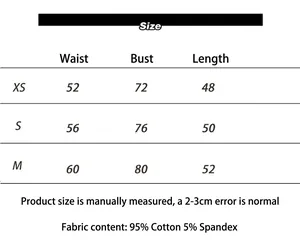 Size chart detail for American style slim fit U-neck short sleeve cotton t-shirt