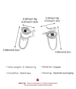 Detailed dimension chart of silver evil eye rings featuring precise weight and size specs