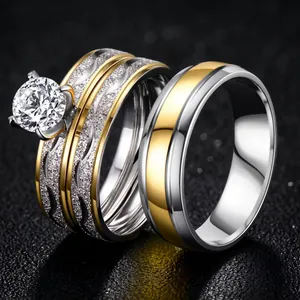 Stainless Steel Band Ring Titanium Steel Zircon Frosted Engraved I Love You Promise Jewelry For Couples Lovers