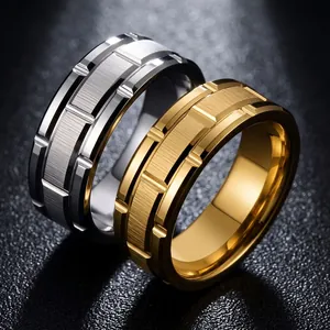 Bague en Acier Titane Brossé pour Hommes Femmes Hip Hop Design d'Engrenage Géométrique Anneau Unisexe en Acier Inoxydable Bijoux Punk