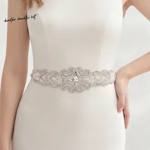 Handmade Rhinestone Bridal Sash Belt For Women High-end Sparkle Crystal Flower Wedding Waist Belt Evening Party Gown Belt