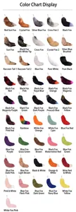 Comprehensive color chart display of extra large fox fur tail pendants for bag charms