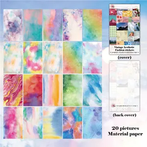 Detailed view of 20 vintage watercolor aesthetic material papers for DIY scrapbooking