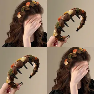 Braided fabric hair comb headband for ponytail fix and elegant updo hair styling details