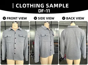 Casual grey single-breasted lapel jacket for men shown from front, side, and back views