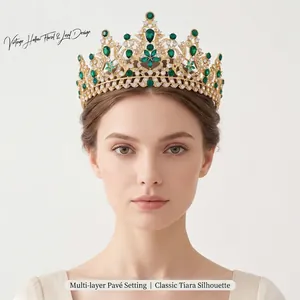 Bridal Tiara Crown Alloy Rhinestone Leaf Flower Pattern Wedding Pageant Prom Party Headpiece Luxury For Women