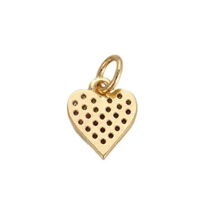 Gold-plated heart pendant with colorful pavé stones for DIY jewelry making