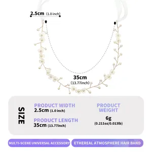 Detailed product specification for handmade forest style floral bridal hair band with size