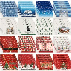 Multiple festive Christmas holiday patterns for cotton linen dining table placemats