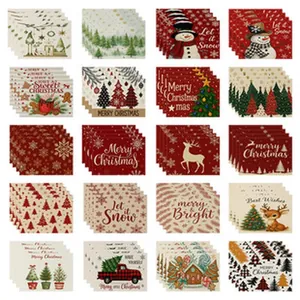 Collection of Christmas cotton linen placemats in 20 festive holiday patterns