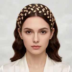 Exquisite gold leaf headband hair accessory for wedding photography and bridal styling