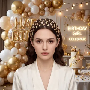 Elegant golden leaf metal headband for wedding or birthday party hair styling