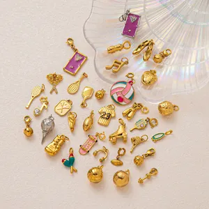 Détails de breloques en acier inoxydable plaqué or 18K sur le thème du sport pour bijoux DIY